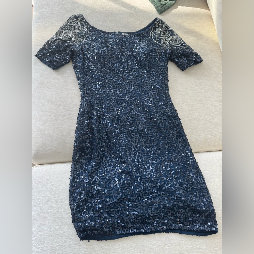 Scala Navy Blue Sequin Mini Dress